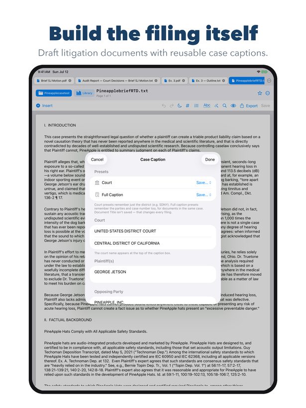 Editing a reusable case caption